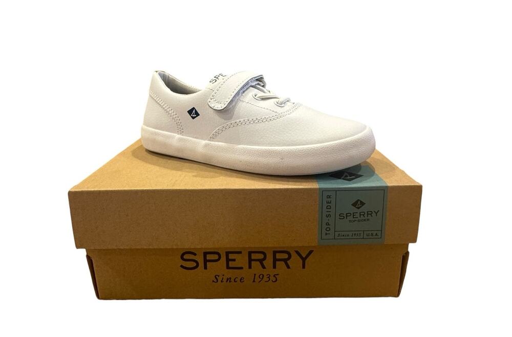 NIB Sperry Wahoo Jr. White Leather Sneakers 10 1/2 M